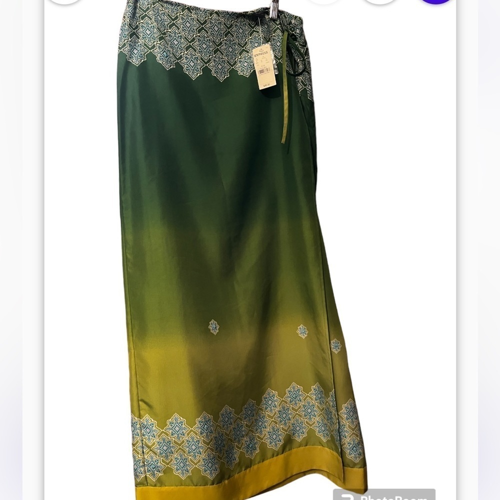 Vtg 90s Y2K Express Green Beaded Bohemian Fairy Skirt Sz 9/10 NWT